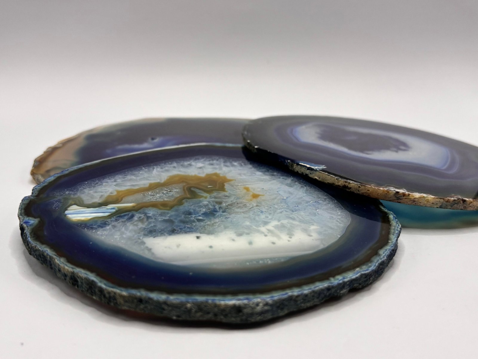 Conjunto de bases em ágata natural ( com tingido )